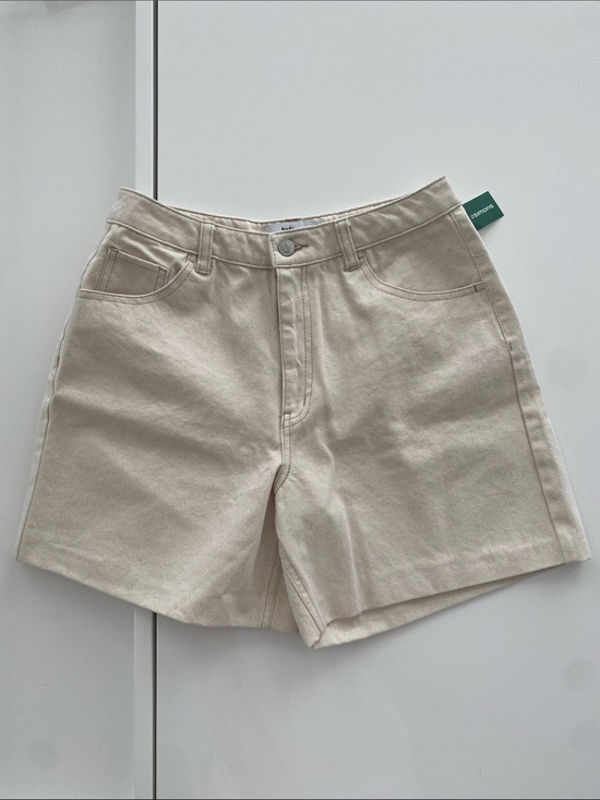 twik Pants - Twik Cream Natural High-Rise Jean Denim A-line Shorts Cream Canvas Size 29